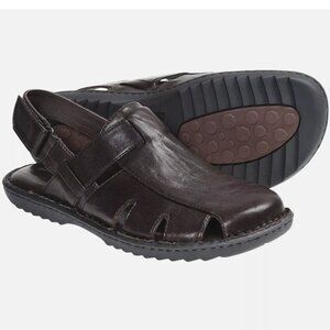 BORN Crown Men Brown Leather Casual Handcrafted Fisherman Sandal Shoe 13 M/W